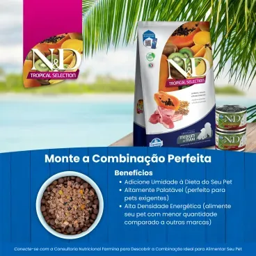 Racao N-D Tropical Selection Caes Puppy Medium e Maxi Cordeiro monte a combinacao perfeita
